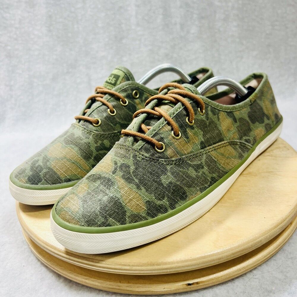 Keds Womens Camouflage Size 8.5 Shoes Camo Tan Flat Canvas Lace Up Military Army